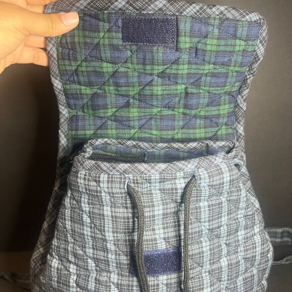 Irene's Quilts Rare Blue & Red Quilted Applique Fabric Medium Size Backpack 12" - Picture 7 of 10